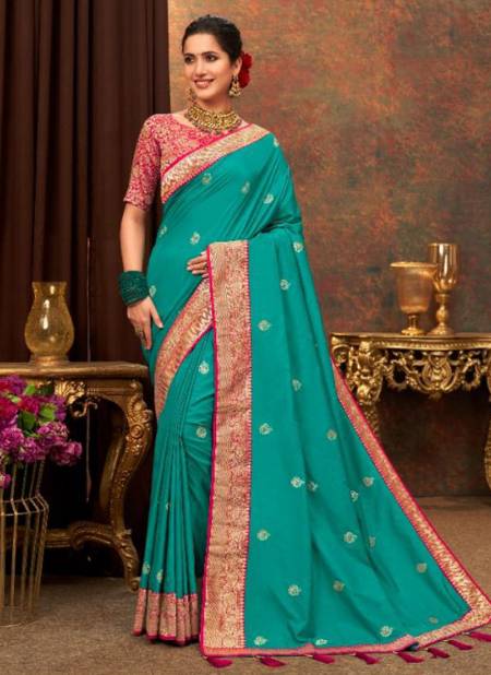 Sea Green Colour KAVIRA DIVYANKA Designer Fancy Festive Wear Soft Silk Latest Saree Collection 4105